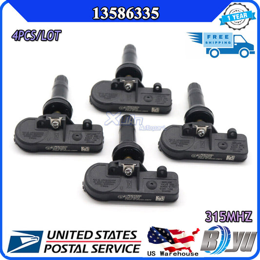 315MHz for Chevrolet for GMC and for Buick 4-piece kit for universal TPMS tire pressure monitoring sensors.