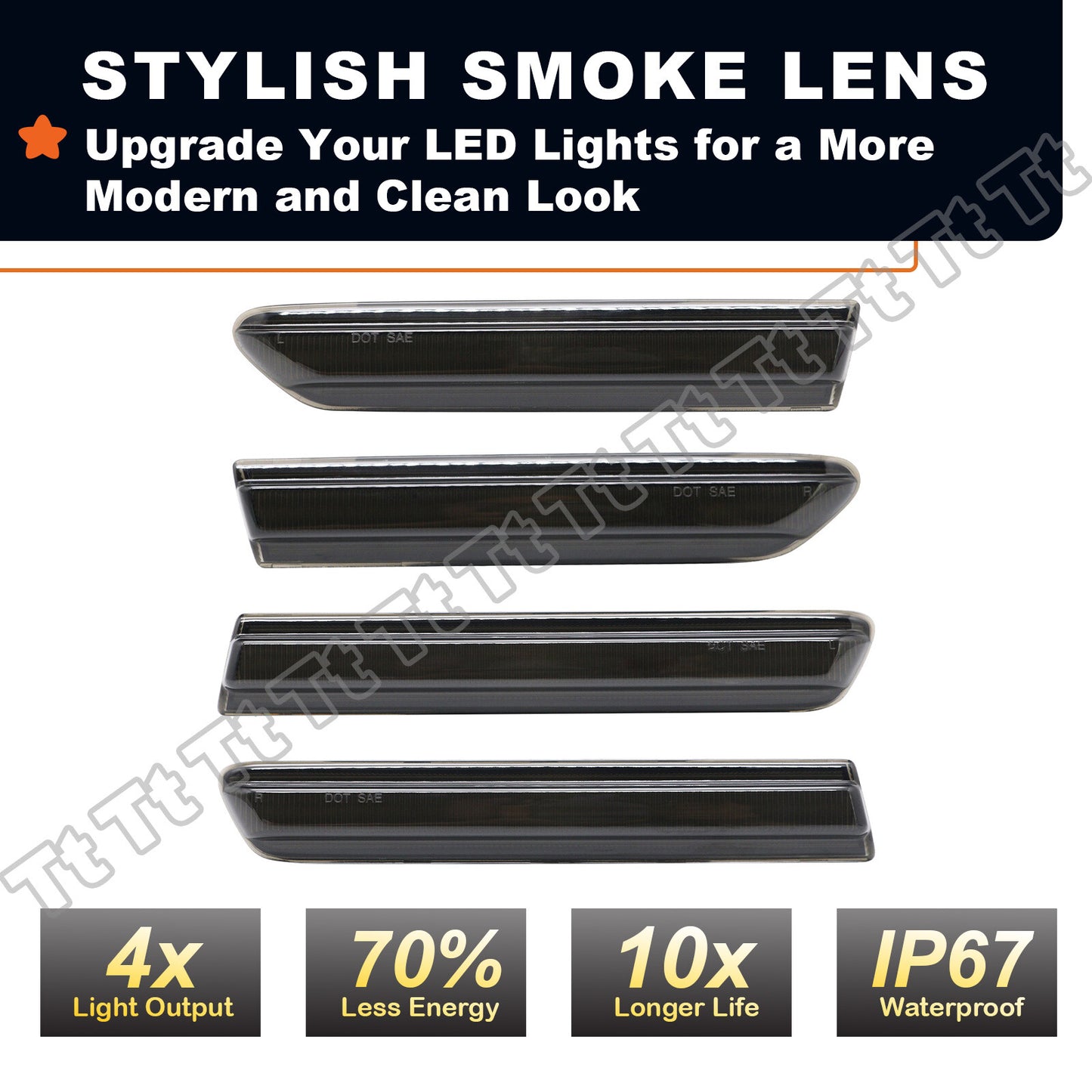 4x Smoked Front and Rear LED Side Marker Lights for 2007-2008 for Acura TL S Model Only