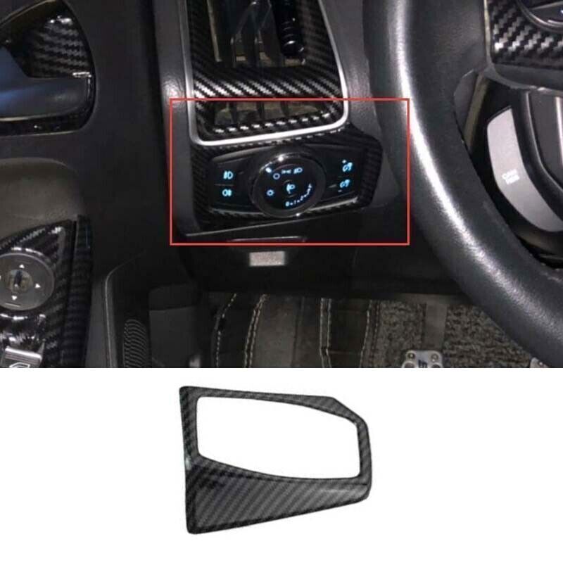 for Ford Focus 12-2018 1PCS Headlight Switch Control Frame Trim ABS Carbon Fiber