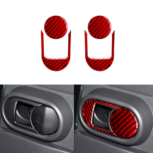 4X Red Carbon Fiber Front Door Handel Inner Cover Trim for Jeep for Wrangler 2007-10