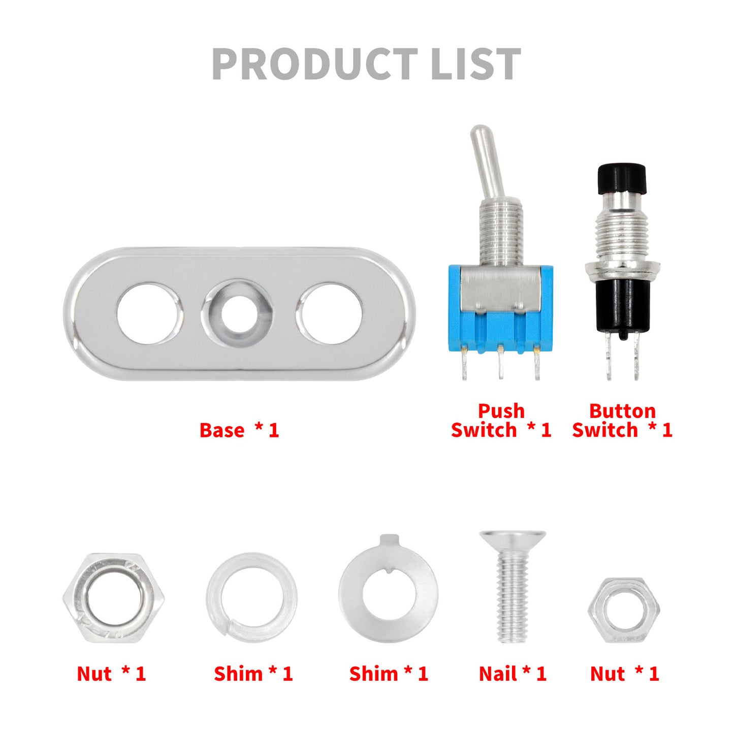 Chrome for Mini Control Toggle Push Switch ON/OFF Button For Universal 1 Handlebar