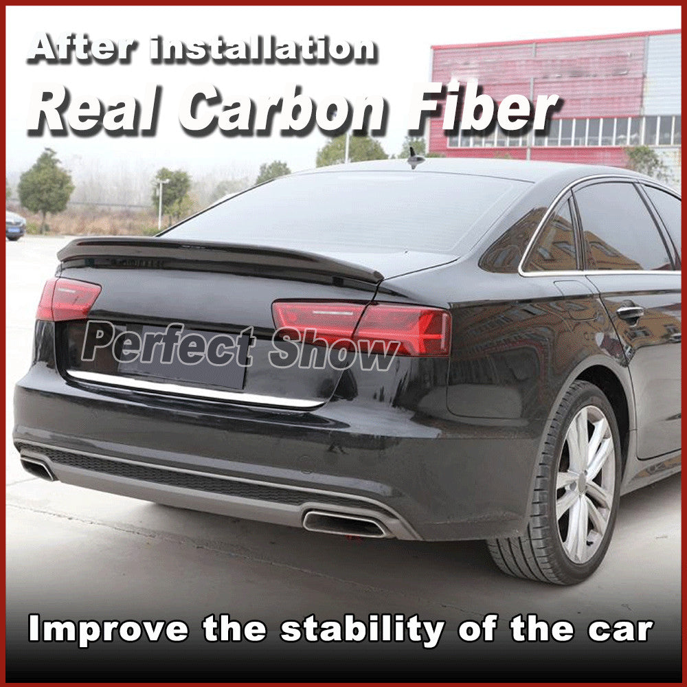 Fit for Audi A6 S6 C7 Sedan 12-18 REAL Carbon Fiber Rear Trunk Spoiler Wing Lip