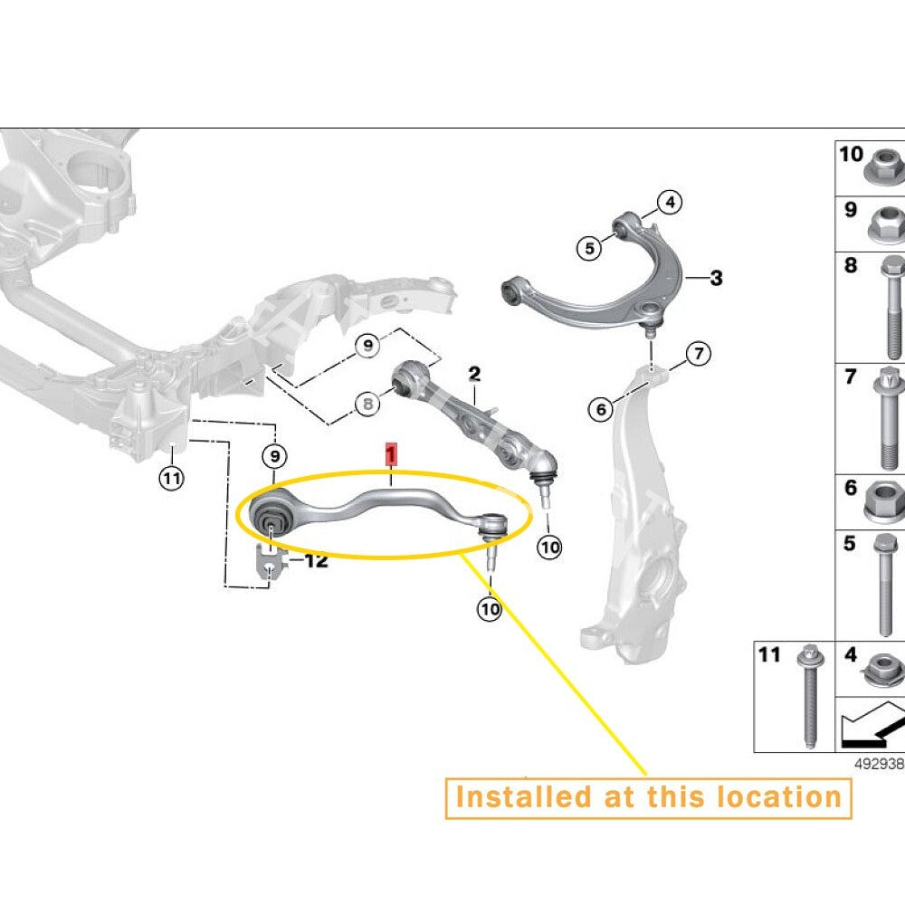 Applicable to the lower right control tension strut arm of the 2020 for Rolls-Royce Cullinan, model 31106872718