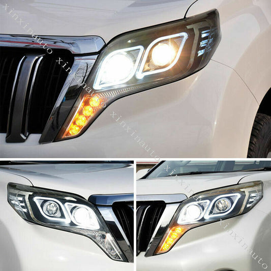 2X LED Headlights Led Car Lights Angel Eyes Xenon HID for Toyota Prado 2014-2017