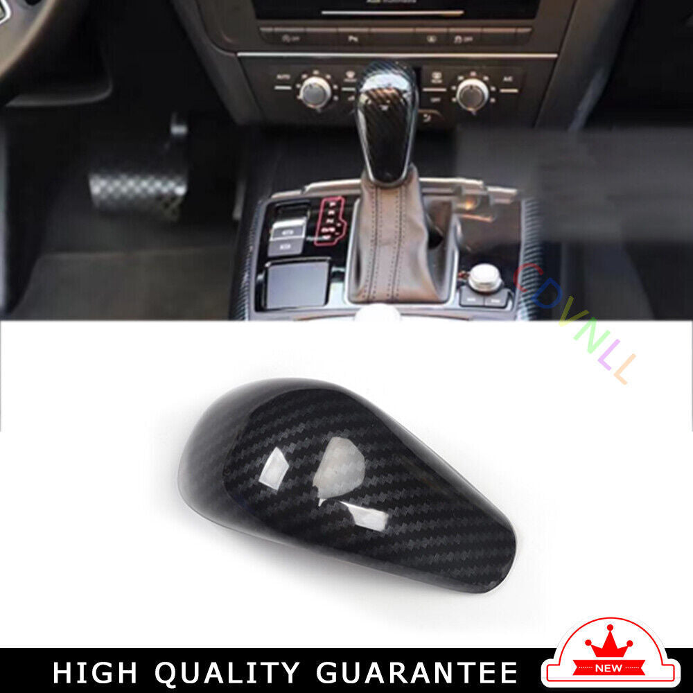 Car Inner Gear Shift Knob Head Cover Trim Fit for Audi A6L 12-2015 Carbon Fiber