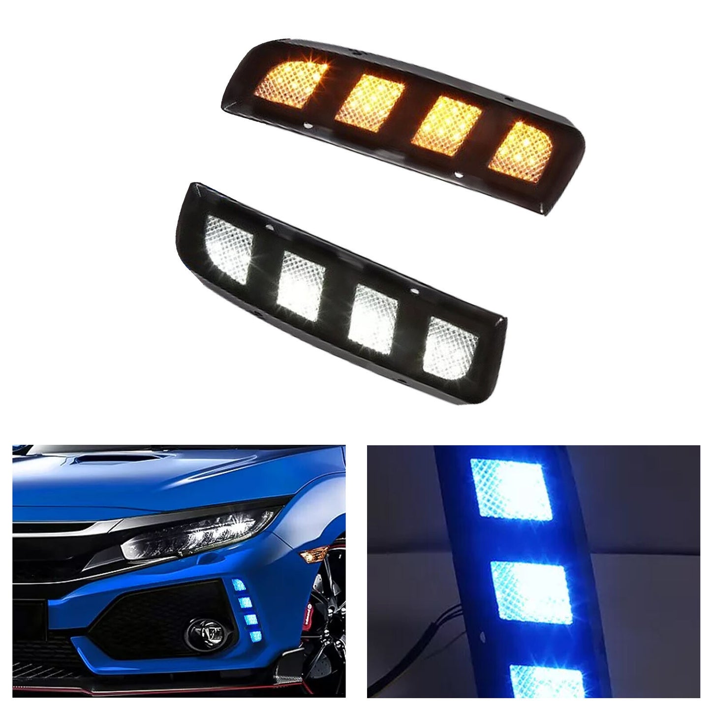 LED Daytime Running Fog Light Dynamic Turn DRL for Honda for Civic Type R 2017-2021