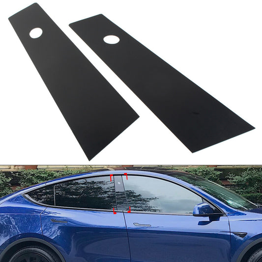 Door Window Pillar Posts Trims for Tesla for Model Y 2020-2022 Glossy Black 2PCs Car