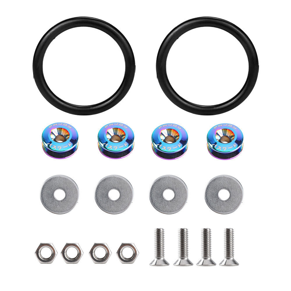 8 X UNIVERSAL NEO CHROME BILLET ALUMINUM BUMPER TRUNK Quick Release Fastener Kit