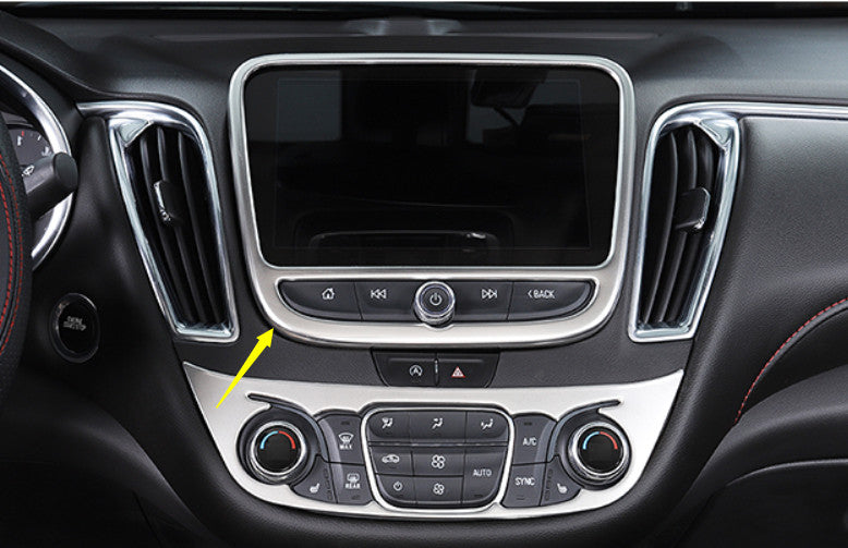 Silver Steel Middle Console Navigation Panel Trim for Chevrolet Malibu 2016-2021