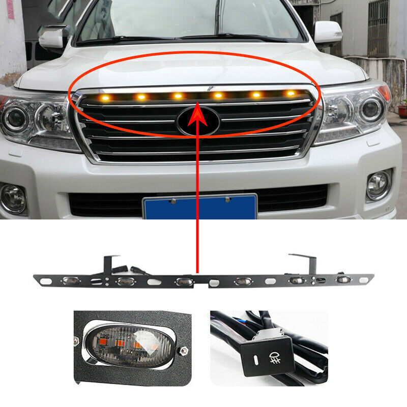 for Land Cruiser 2008-2015 Smoked Lens Amber LED Center Grille Running Light Kit