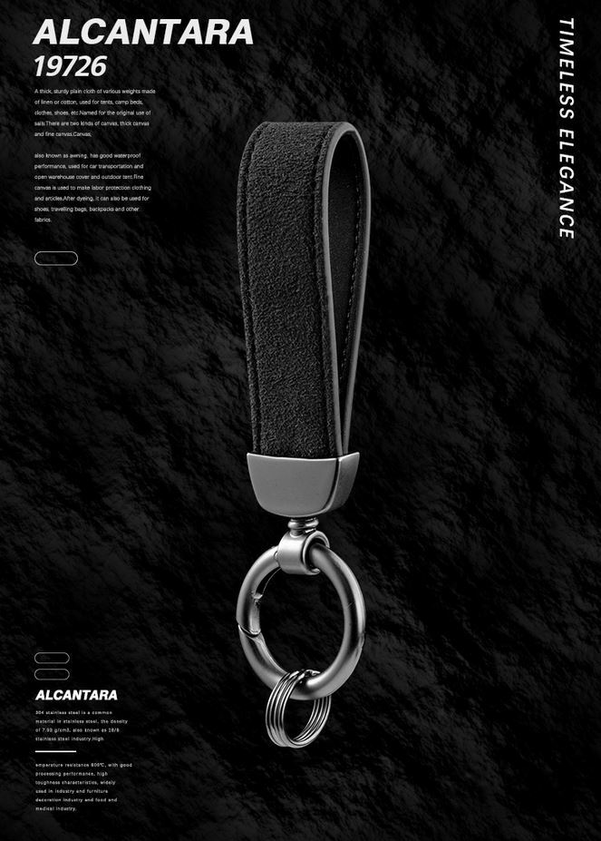 Black and red suede car keychain/key ring/horseshoe buckle accessory for Audi for A8 .