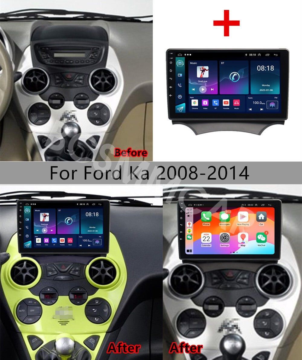 Android 14 Car Stereo Radio GPS Navi 4+32GB Head Unit Fit for Ford Ka 2008-2014