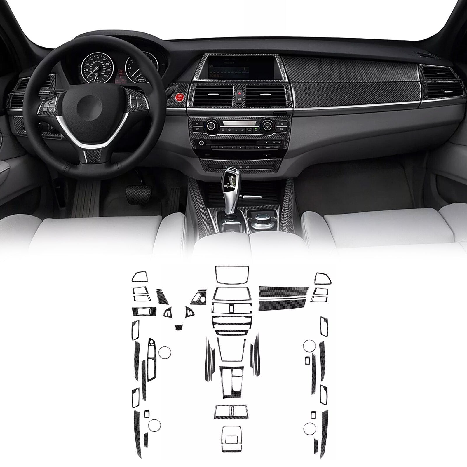 70-piece carbon fiber kit with full interior protective cover for 2007-2013 for BMW X5 E70 X6 E71