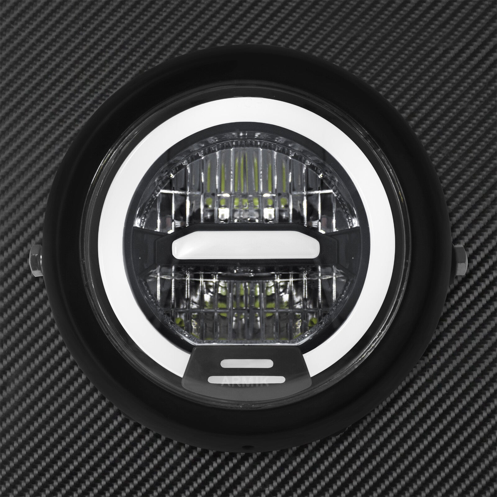 6.5 Universal Motorcycle Black LED Halo Headlight Fit for Harley Bobber XL1200