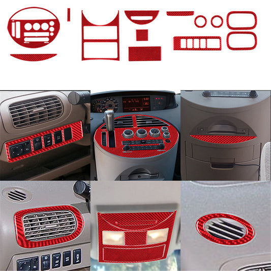 for Nissan Quest 2004-2006 Red 13Pcs Interior Decorative Cover Trim Carbon Fiber