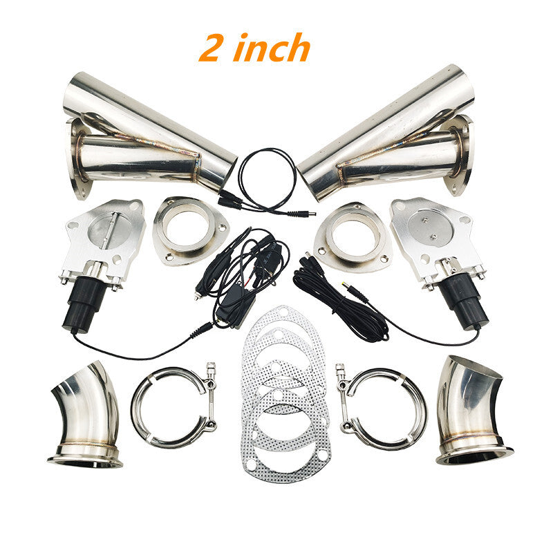 2-inch exhaust valve motor stainless steel Y-tube manual switch kit - one pair