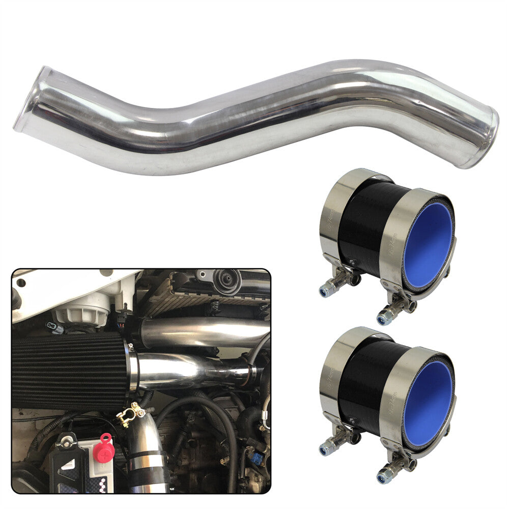 63mm 2.5'' S / Z Shape Aluminum Turbo Pipe Piping Tube + Silicone Hose Black