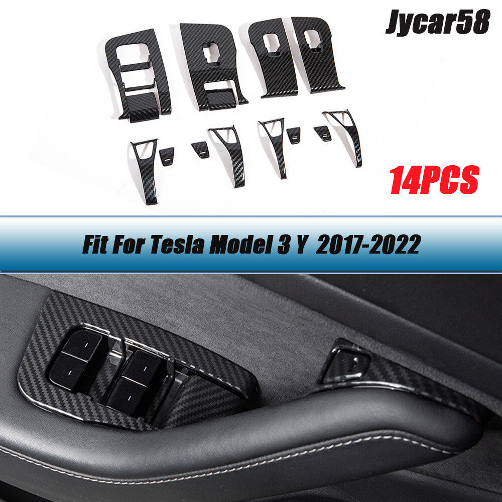 for Tesla Model 3 Y Window Lifter Switch Buttons Decor Cover Trim Sticker 14PCS