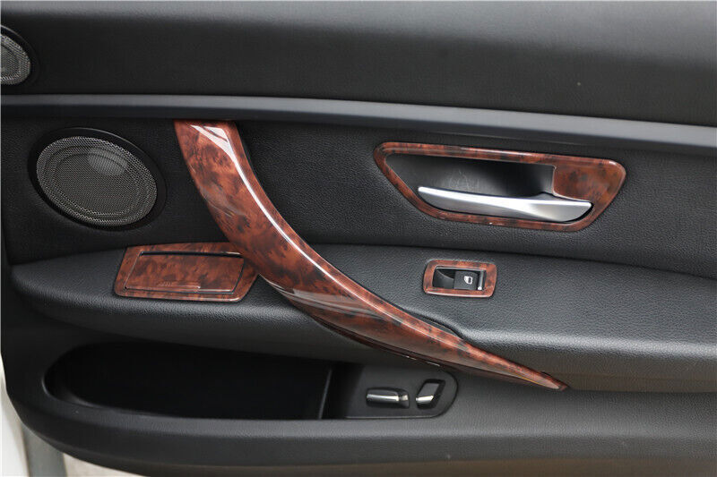 Fit for BMW 3 Series 2014-2018 Wood Grain Inner Door Handle Frame Cover Trim 4P