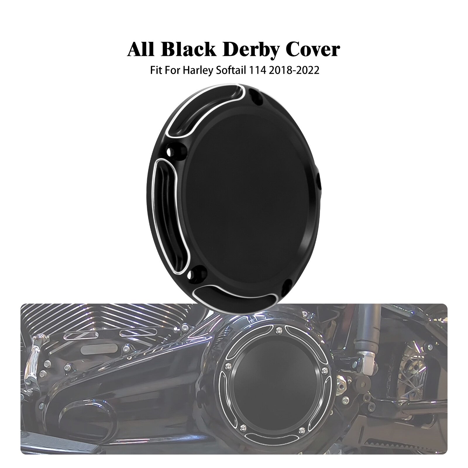 Black Derby Cover for Harley Softail 107 114 Breakout Fat Boy Street Bob 18-2023