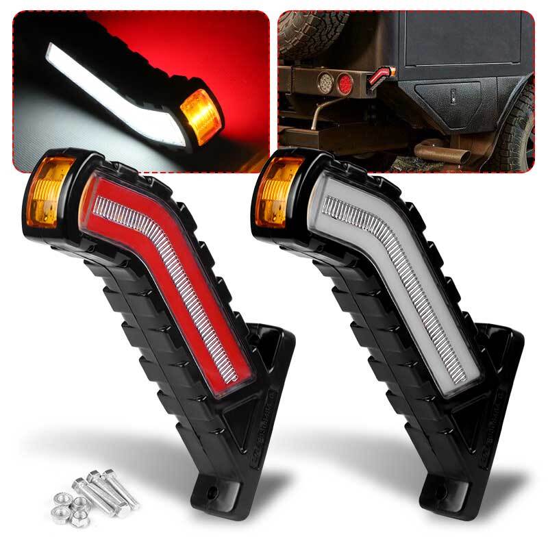 2x LED Trailer Truck RV Rear Stop Turn Signal Side Marker Flowing Outline Light