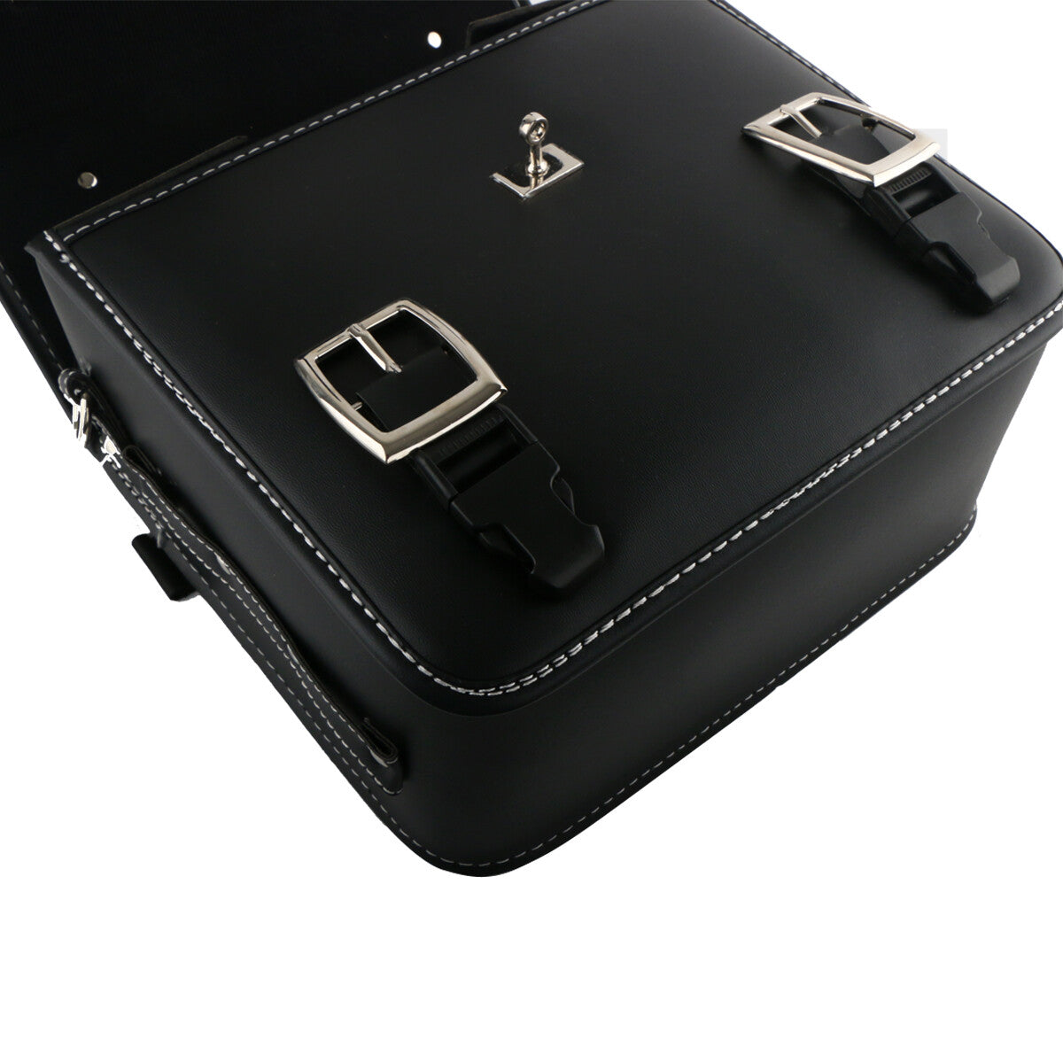 Motorcycle PU leather right side basket, saddle tool bag, waterproof with cup bag