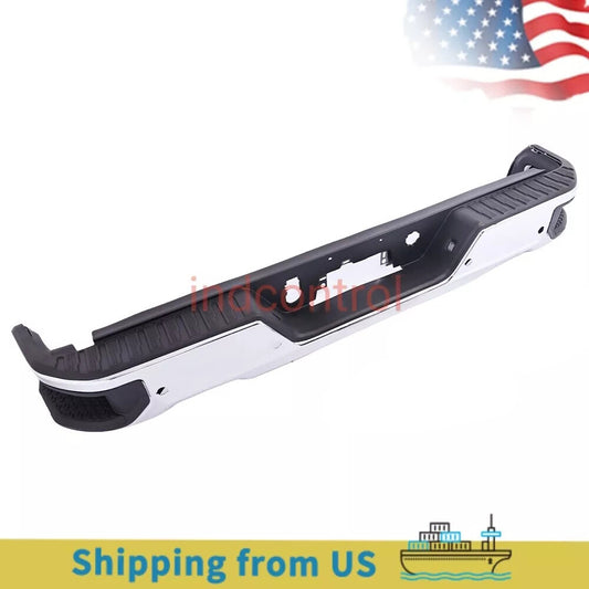 Chrome Rear Bumper for 2019-2023 for Chevy Silverado for GMC for Sierra 1500 W/ Park W/ Dual