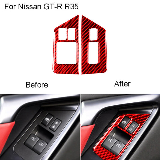 Red Carbon Fiber Demister Switch Panel Cover Trim for Nissan GT-R R35 2008-2016