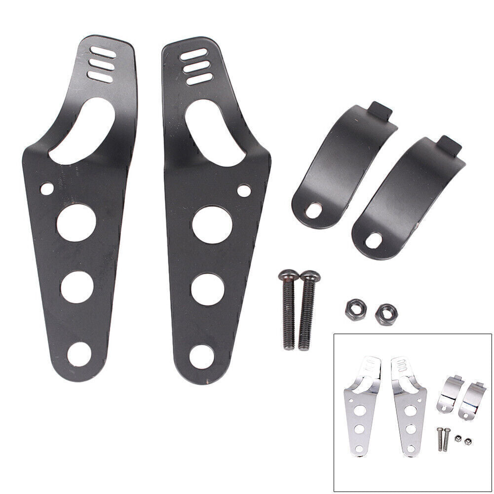 Head Lamp Holder Headlight Mounting Brackets Fork Kit for Suzuki for Harley Black