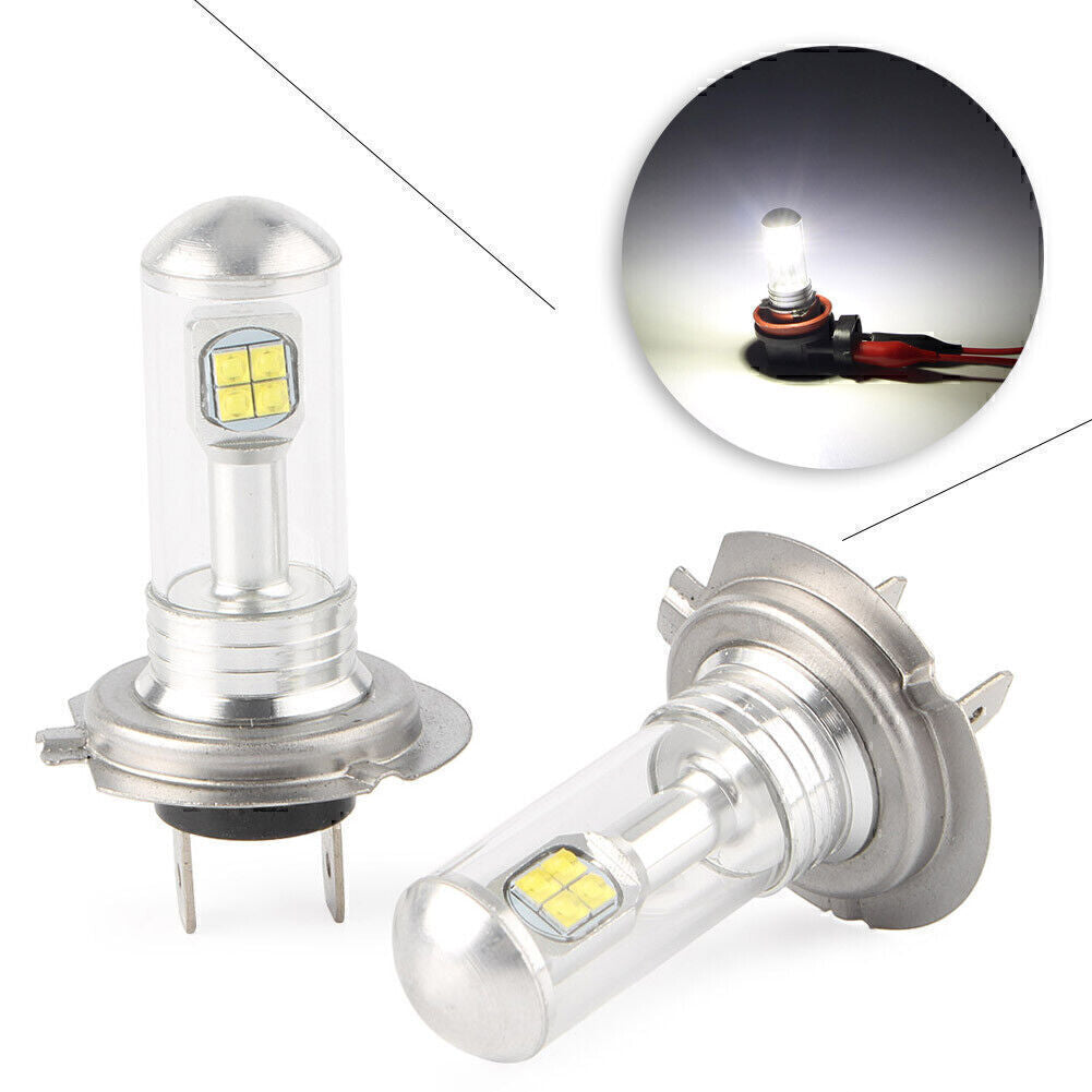 2pcs Headlight Fog Reading Signal Light Bulb Kits For80W H7 LED 6000K White