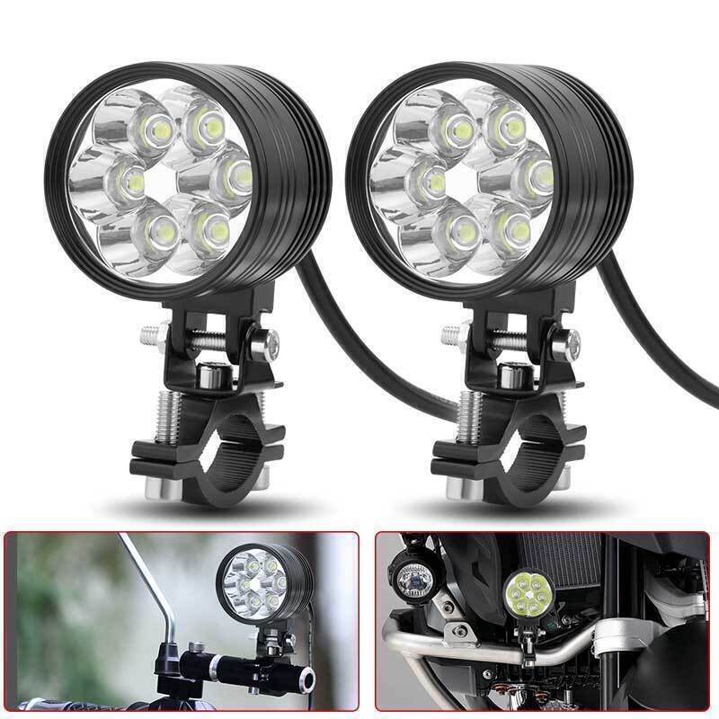 2X Motorcycle 6 LED Spot Light Headlight Fog Driving Lamp 6000K White 13W Truck