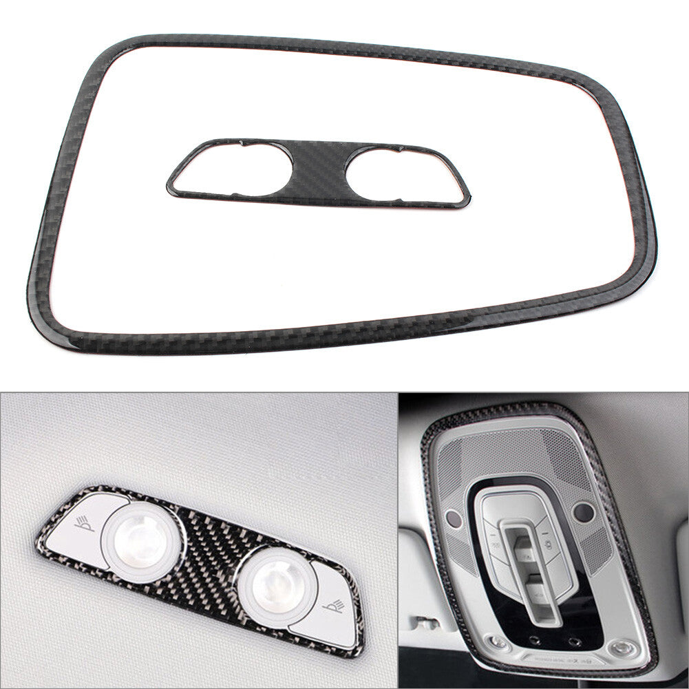 2Pcs Carbon Fiber Car Reading Light Cover Trim Fit for Audi A4 B9 2017-2020 2018 19