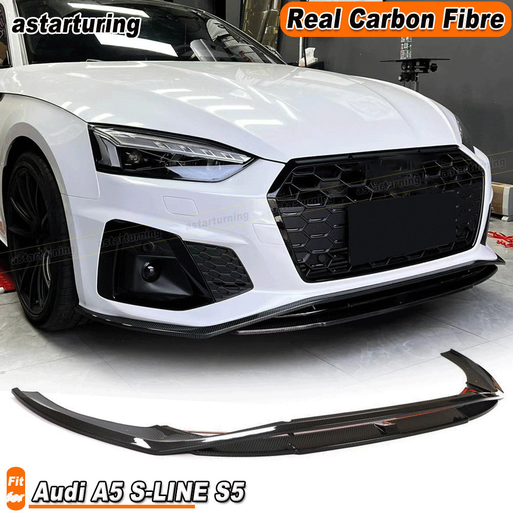 for Audi A5 S-LINE S5 Sportback 20-22 Dry Carbon Fiber Front Bumper Lip Spoiler