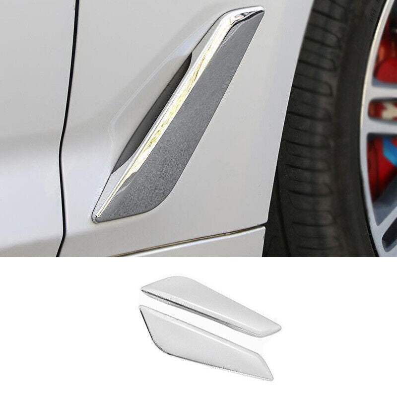 2-Piece Chrome Front Door Fender Cover Trim for BMW 5 Series G30 2018-2022 ABS