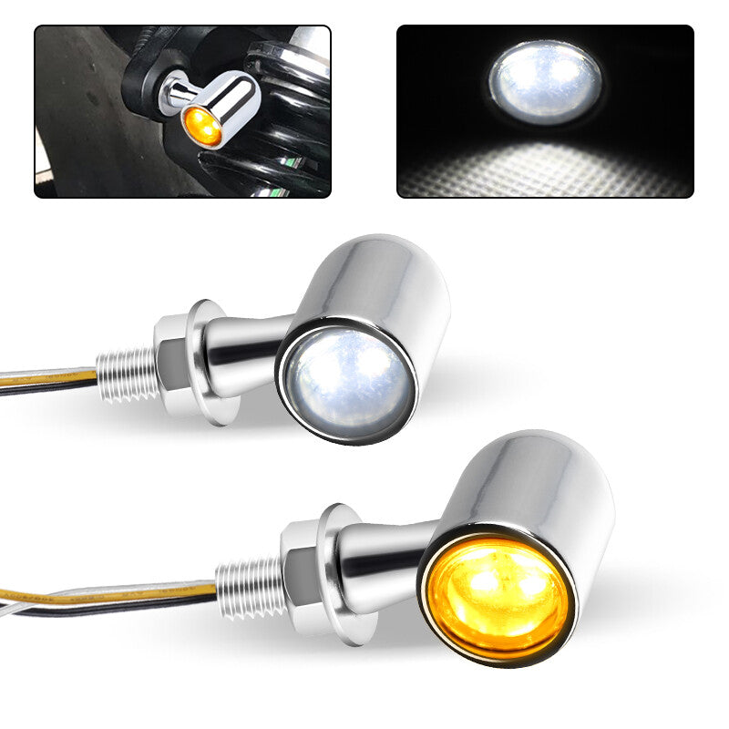 2X Chrome for Mini Motorcycle LED Turn Signals Blinker Light Indicator Running DRL