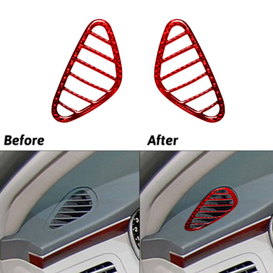 Red Carbon Fiber Inner Dashboard Air Vent Cover Trim for Hyundai Azera 2006-2011