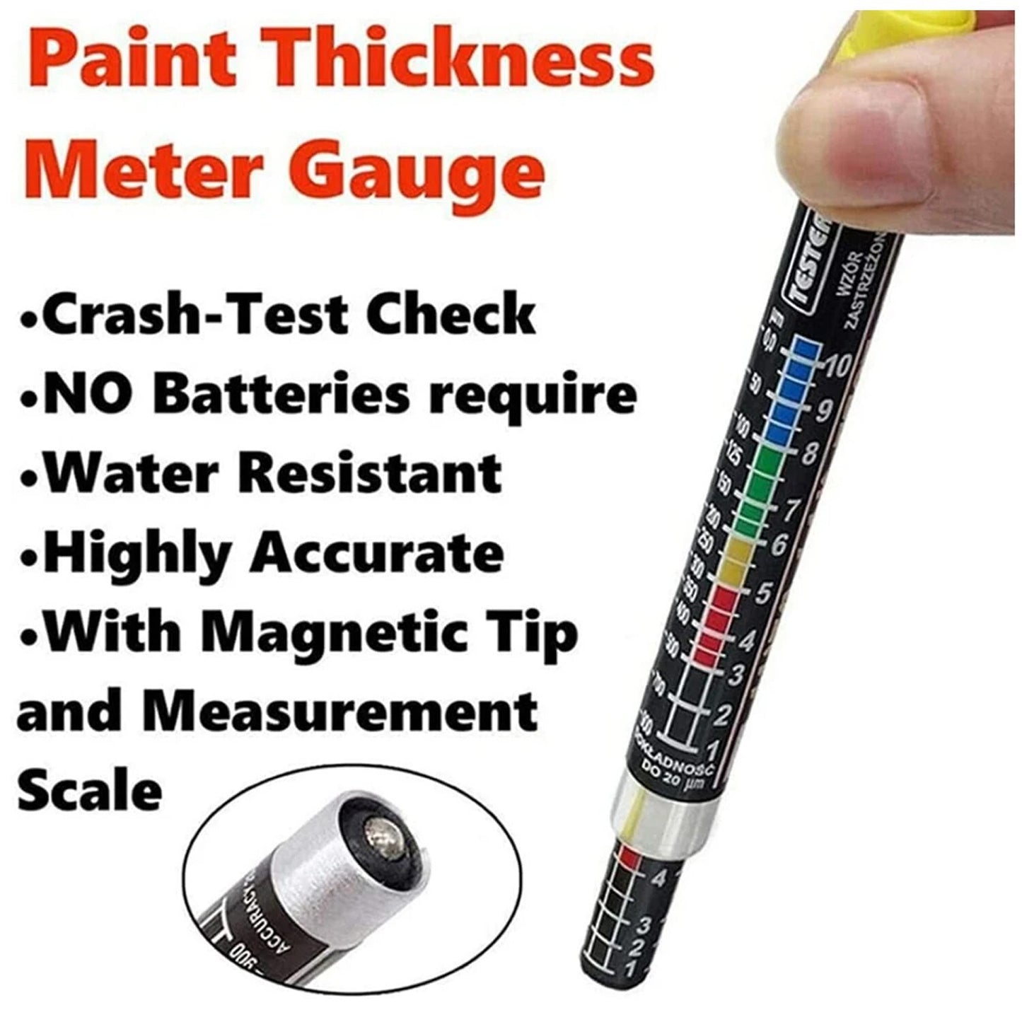 Automotive paint coating thickness gauge, collision inspection and testing paint detector