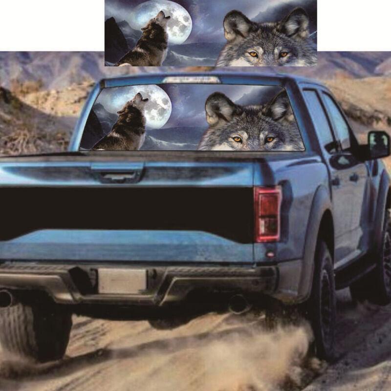 1 Wolf Moon SUV Rear Window Sticker Perforated Window Graphic Sticker 135x36 cm