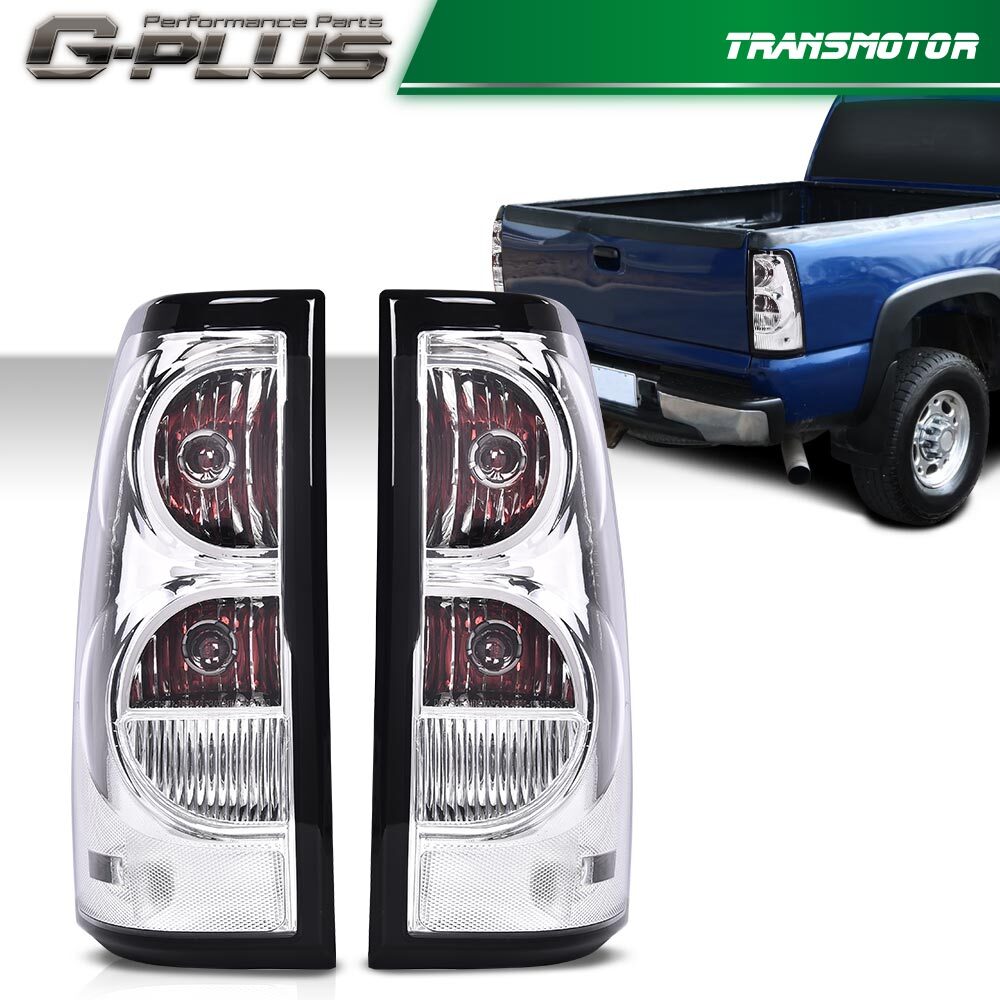 A pair of taillights and brake lights with chrome accents are suitable for 03-06 for Chevrolet Silverado 1500 2500 3500