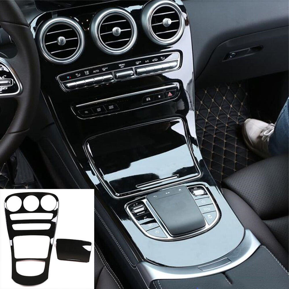 for Benz C GLC Class W205 X253 2020+ Gloss Black Central Console Gear Panel Trim