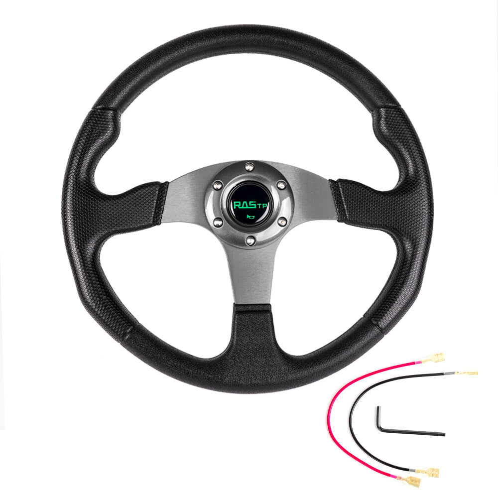 14 340mm Universal Drifting Racing Steering Wheel Aluminum 6 Bolt Gray