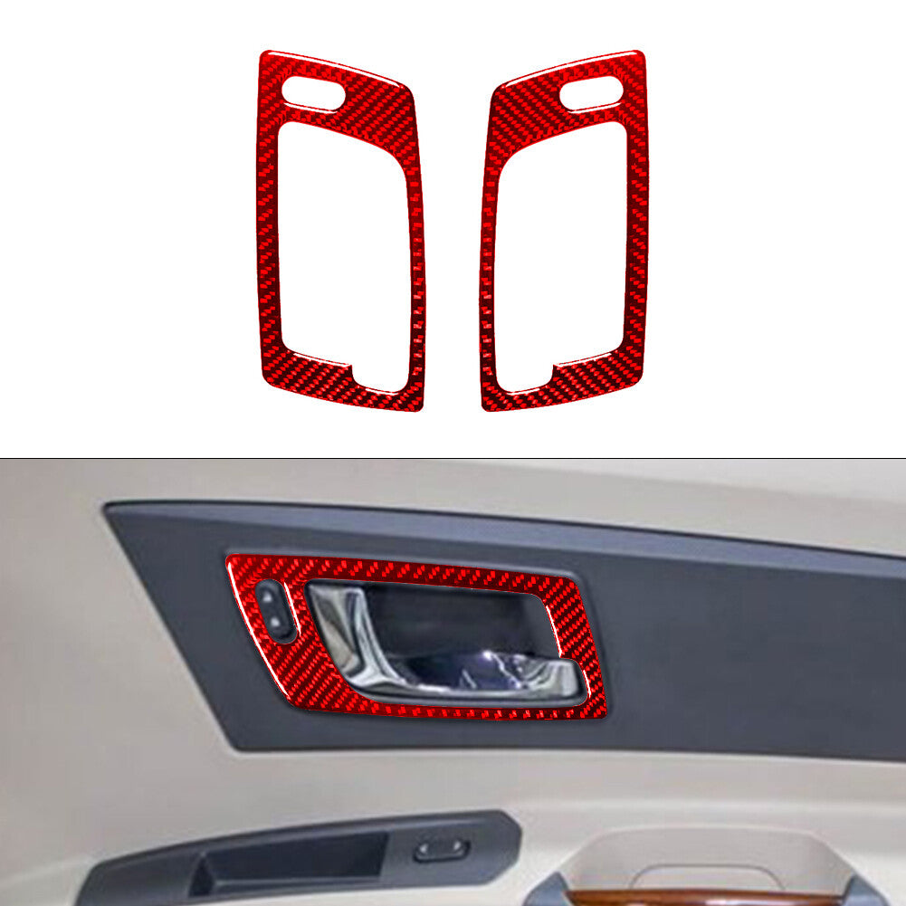 Red Interior Front Door Handle Carbon Fiber Cover Trim for Cadillac CTS 2003-07
