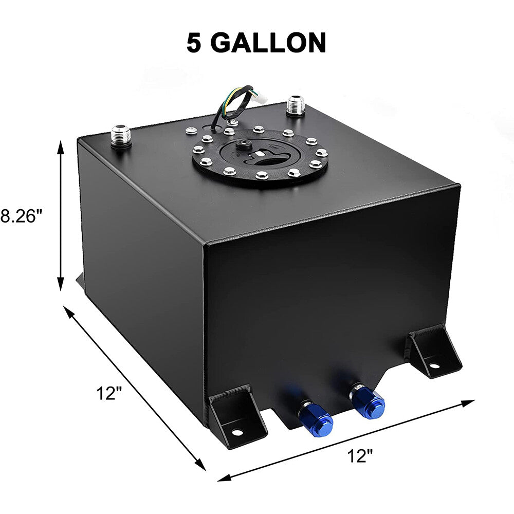 5-Gallon Fuel Cell Gas Tank Level Sender Polish Aluminum Racing Drift Street Blk