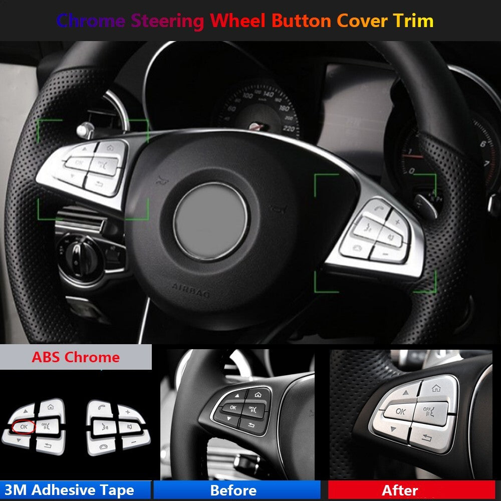 for Mercedes-Benz C GLC W205 X253 Car Interior Steering Wheel Switch Cover Trims