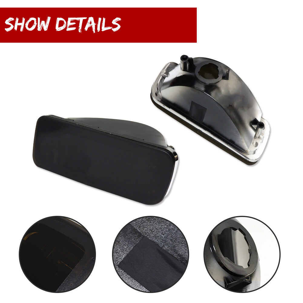Smoked black front bumper turn signals (pair) for 1985-1992 for Chevrolet Camaro.