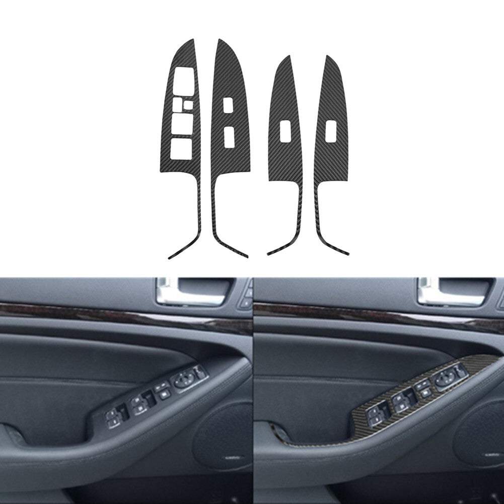 4Pcs Carbon Fiber Door Window Control Panel Cover Trim for KIA Cadenza 2014-2016