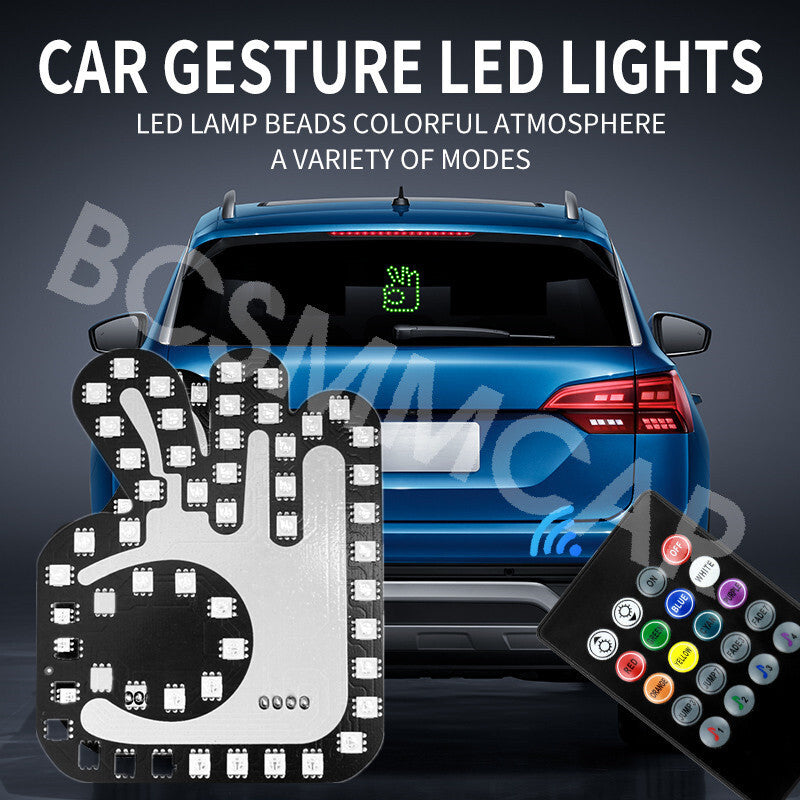 Finger Gesture Light LED Car Back Window Sign Hand Light With Remote Control
