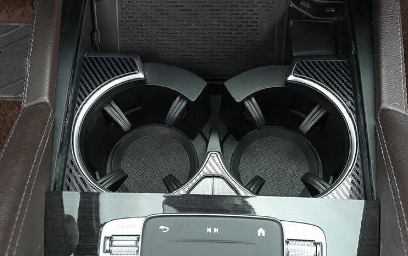 for Benz GLE GLS 20-23 Carbon Fiber Steel Middle Console Water Cup Frame Trim 1P
