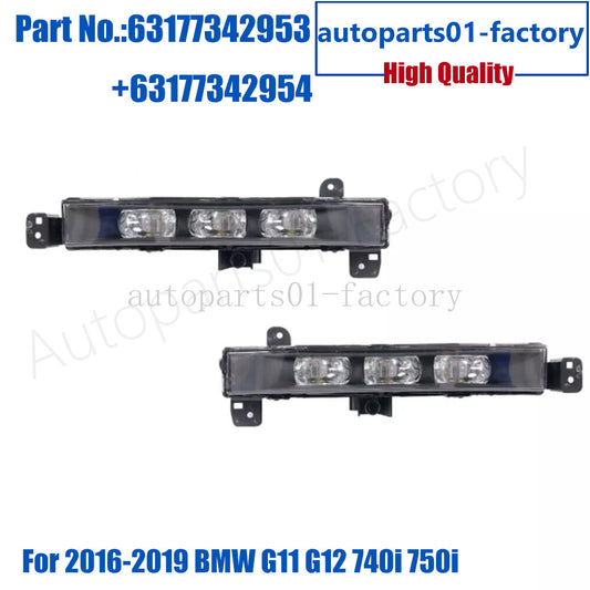 2x Front Bumper Fog Lights for BMW 7 Series G11 G12 16-19 LR 63177342953/4
