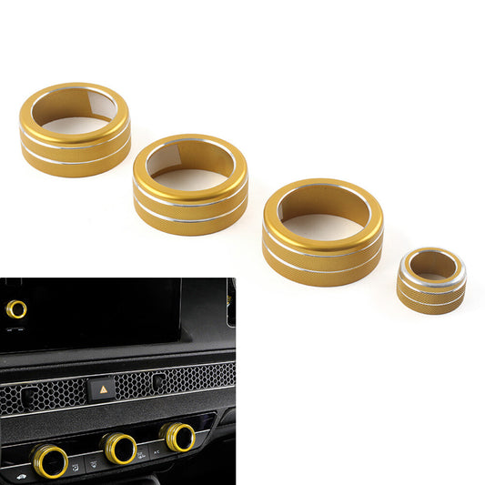 for Honda for Civic 11th 2022+ Console AC Climate Control Knob Ring Cover Gold 4pcs